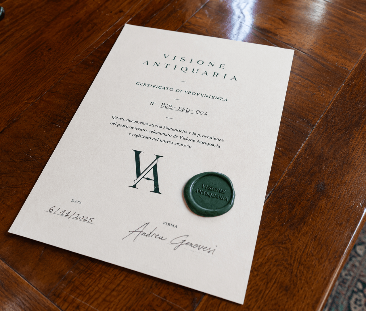 Certificato Visione Antiquaria
